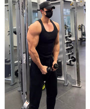 タンクトップ メンズ 男性 トップス ノースリーブ ラウンドネック リブ 大きいサイズ シンプル 着回し かっこいい 単色 無地 ランニング 定番