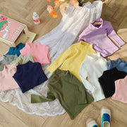 カットソー ハイネックTシャツ 長袖 子供服 キッズ ロンT 女の子 男の子 トップス 無地 シンプル 秋冬 通園 通学 90cm 100cm 110cm 120cm 130cm 140cm 150cm