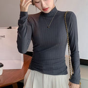 カットソー タートルネック レディース プルオーバー ハイネック トップス 春 婦人 女子 長袖 スリム 薄手 重ね着 おしゃれ きれいめ 無地 カラバリ豊富 大きいサイズ