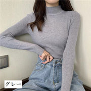 ニット セーター 長袖 レディース トップス ハイネック プルオーバー リブ タイト スリム 無地 ソリッドカラー 婦人服 女性用 カジュアル きれいめ シンプル お出掛け