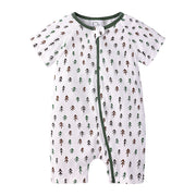カバーオール 半袖 ラウンドネック ジップアップ 新生児 ハワイアン アジアン お洒落 カラフル 可愛い 夏 夏服 ベビー