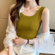 タンクトップ レディース 女性 トップス インナー ラウンドネック 袖なし 単色 無地 シンプル カジュアル 着回し 婦人 大きいサイズ