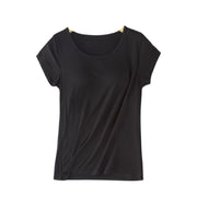 カップ付きTシャツ カップ付きカットソー ブラトップ レディース 女性 半袖 丸首 ラウンドネック クルーネック 大きいサイズ 2XL以上 3XL 4XL 無地 ブラック ホワイト ピンク シンプル カジュアル ラフ 部屋着 春 秋