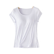 カップ付きTシャツ カップ付きカットソー ブラトップ レディース 女性 半袖 丸首 ラウンドネック クルーネック 大きいサイズ 2XL以上 3XL 4XL 無地 ブラック ホワイト ピンク シンプル カジュアル ラフ 部屋着 春 秋