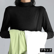 カットソー 長袖 ロンT ロングTシャツ レディース 女性 ハイネック オフネック スリム 無地 シンプル カジュアル きれいめ