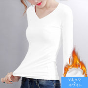 長袖Tシャツ ロングTシャツ 大きいサイズ レディース 女性 トップス プルオーバー カットソー ラウンドネック Vネック 着回し インナー 無地