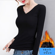 長袖Tシャツ ロングTシャツ 大きいサイズ レディース 女性 トップス プルオーバー カットソー ラウンドネック Vネック 着回し インナー 無地