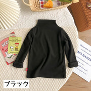 カットソー 長袖 キッズ 子供服 トップス 裏起毛 裏ボア ハイネック ジュニア ベビー 女の子 男の子 無地 ソリッドカラー シンプル 着回し 暖かい あったか カジュアル お出掛け 女子 男子 こども服