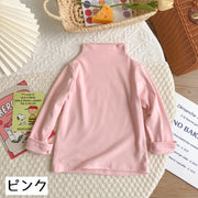 カットソー 長袖 キッズ 子供服 トップス 裏起毛 裏ボア ハイネック ジュニア ベビー 女の子 男の子 無地 ソリッドカラー シンプル 着回し 暖かい あったか カジュアル お出掛け 女子 男子 こども服