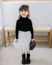 カットソー 長袖 キッズ 子供服 ロングTシャツ ロンT ハイネック オフネック 厚手 フリース 起毛 防寒 暖かい 秋冬 無地 シンプル