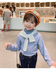 カットソー 長袖 キッズ 子供服 ロングTシャツ ロンT ハイネック オフネック 厚手 フリース 起毛 防寒 暖かい 秋冬 無地 シンプル
