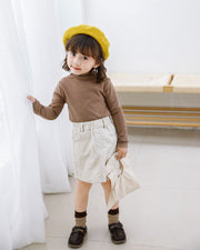 カットソー 長袖 キッズ 子供服 ロングTシャツ ロンT ハイネック オフネック 厚手 フリース 起毛 防寒 暖かい 秋冬 無地 シンプル