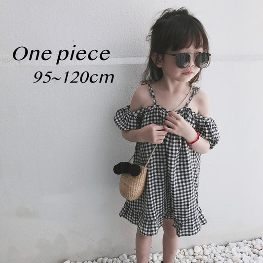 ワンピース オフショルダー 膝丈 子供服 女の子 キッズ 商品画像
