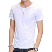 Tシャツ メンズ 半袖 Vネック ラウンドネック 丸首 無地 大きいサイズ トップス インナー シンプル インナーシャツ 薄手 黒 白