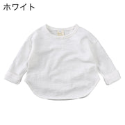 カットソー 長袖 ロングTシャツ キッズ ベビー 子供 男の子 女の子 ラウンドネック ラウンドカット 無地 単色 シンプル お洒落 着回し 合わせやすい 子供服