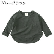 カットソー 長袖 ロングTシャツ キッズ ベビー 子供 男の子 女の子 ラウンドネック ラウンドカット 無地 単色 シンプル お洒落 着回し 合わせやすい 子供服