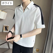 カジュアルシャツ 半袖 メンズ 男性用 トップス 襟付き スキッパーカラー プルオーバー 大きいサイズ有り おしゃれ シンプル スタイリッシュ モノトーン お出かけ 普段使い きれいめ 上品 着回し 紳士用