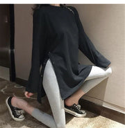 チュニック 長袖 カットソー Ｔシャツ ロングＴシャツ 長袖 レディース トップス 大きいサイズ ラウンドネック スリット 無地 シンプル 着回し ヘビロテ 定番 体型カバー レディースファッション
