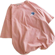 Tシャツ カットソー 半袖 レディース 婦人服 トップス 5分丈 ラウンドネック シンプル ワンポイント ゆったり ビッグシルエット ルーズフィット 太陽 月 雲 雷 天気 おしゃれ かわいい 普段使い デイリー カジュアル 大きいサイズ