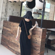 ワンピース レディース 女性用 半袖 ミモレ丈 ロング丈 フレア サイドスリット 無地 大きいサイズ シンプル おしゃれ かわいい
