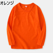Tシャツ カットソー 長袖 子供服 トップス キッズ ジュニア 女の子 男の子 ラウンドネック プルオーバー 無地 シンプル ソリッドカラー 着回し カジュアル ラフ 外出 お出掛け 女児 男児 こども服 小学生 中学生 高学年