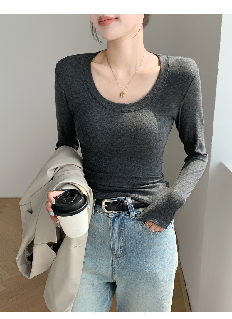 長袖Tシャツ カットソー レディース トップス ラウンドネック 丸首 商品画像2