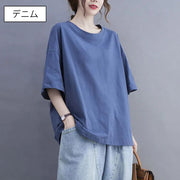 Tシャツ 半袖 レディース 女性用 ラウンドネック トップス カットソー 大きいサイズ有り シンプル カジュアル デイリー 普段使い お出かけ 着回し おしゃれ かわいい 無地 単色