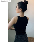 タンクトップ レディース 婦人服 トップス アメリカンスリーブ ホルターネック ノースリーブ ラウンドネック ショート丈 タイト スリムフィット 無地 シンプル パイピング リブ おしゃれ ヨガ フィットネス スポーツ ジム カジュアル デイリー 普段使い かわいい