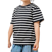 ボーダーTシャツ 半袖 キッズ 子供服 トップス カットソー 半袖Tシャツ ボーダー柄 定番 カジュアル 女の子 男の子 こども服 子ども服 シンプル 白 黒 ボーダー 伸縮 リンクコーデ 親子コーデ リンクコーデ お揃い 保育園 夏物 秋服 プチプラ