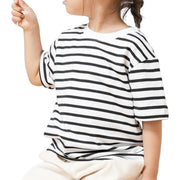 ボーダーTシャツ 半袖 キッズ 子供服 トップス カットソー 半袖Tシャツ ボーダー柄 定番 カジュアル 女の子 男の子 こども服 子ども服 シンプル 白 黒 ボーダー 伸縮 リンクコーデ 親子コーデ リンクコーデ お揃い 保育園 夏物 秋服 プチプラ