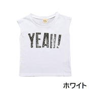 Tシャツ 子供服 ベビー ノースリーブ カットソー プリント クールネック 丸襟 白 黒 綿 カジュアル ヘビロテ かっこいい