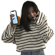 カットソー Tシャツ 長袖 レディース トップス ラウンドネック ドロップショルダー ボーダー 定番 シンプル プルオーバー ビッグシルエット オーバーサイズ