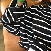 カットソー Tシャツ 長袖 レディース トップス ラウンドネック ドロップショルダー ボーダー 定番 シンプル プルオーバー ビッグシルエット オーバーサイズ