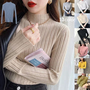リブニット セーター ボトルネック レディース 婦人服 トップス 長袖 シンプル ハイネック 無地 単色 細身 スリム フィット おしゃれ かわいい デイリー 普段使い 通勤 オフィスファッション