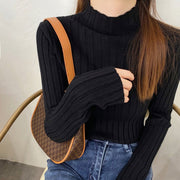 リブニット セーター ボトルネック レディース 婦人服 トップス 長袖 シンプル ハイネック 無地 単色 細身 スリム フィット おしゃれ かわいい デイリー 普段使い 通勤 オフィスファッション