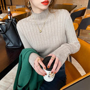 リブニット セーター ボトルネック レディース 婦人服 トップス 長袖 シンプル ハイネック 無地 単色 細身 スリム フィット おしゃれ かわいい デイリー 普段使い 通勤 オフィスファッション