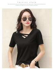 カットソー レディース 女性用 トップス 半袖 Vネック 無地 変形 ゆったり Tシャツ おしゃれ カジュアル シンプル 大人 婦人服