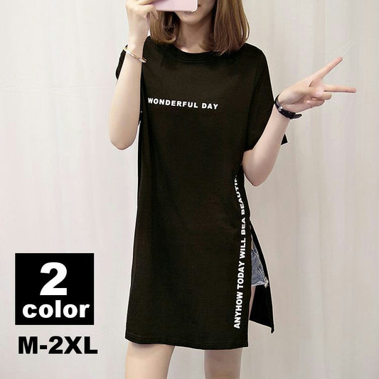 チュニック チュニックワンピ カットソー ワンピース Tシャツ 半袖 商品画像