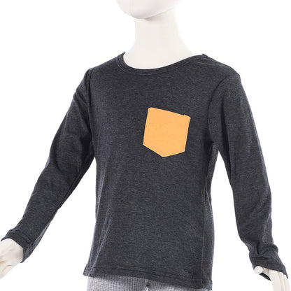 長袖Tシャツ カットソー ロンT 子供服 トップス 無地 グレー バリエーション画像