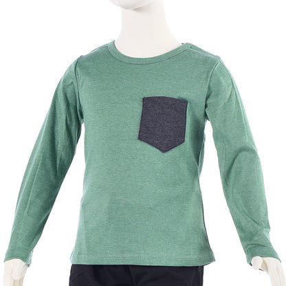 長袖Tシャツ カットソー ロンT 子供服 トップス 無地 グリーン バリエーション画像