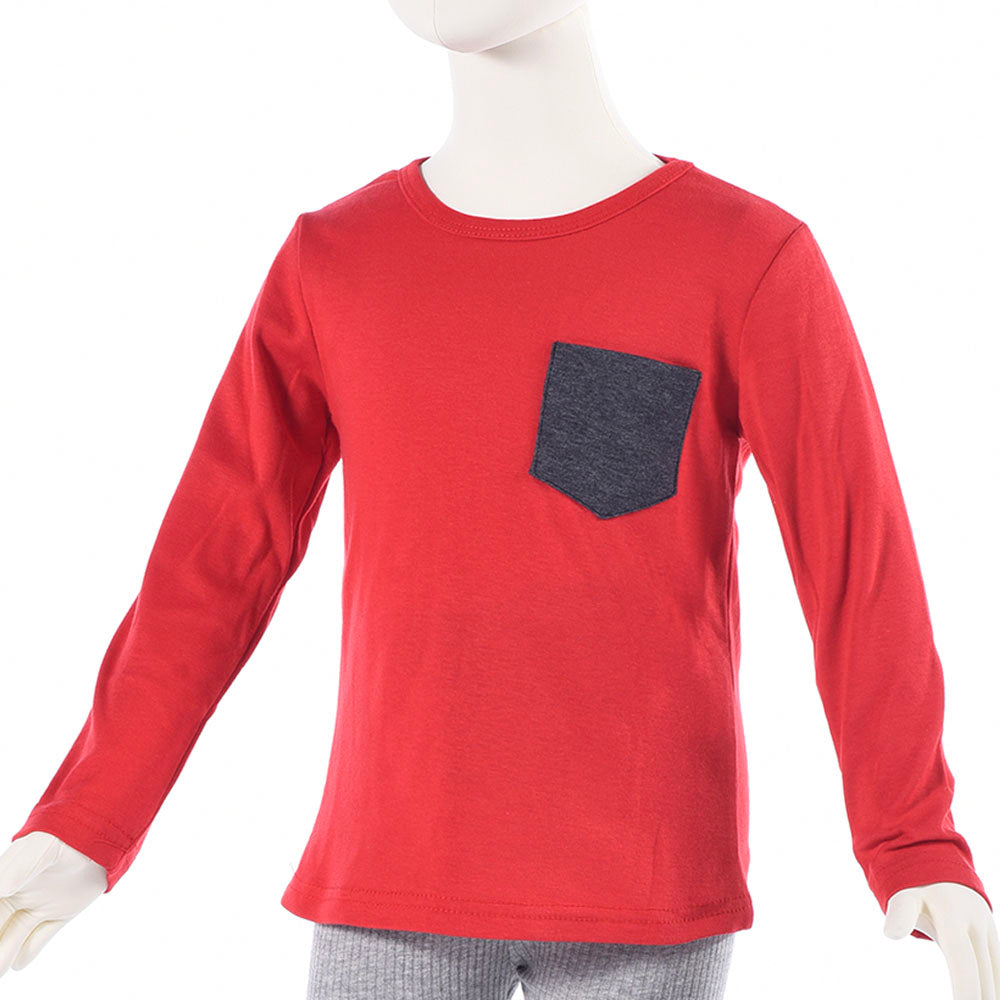 長袖Tシャツ カットソー ロンT 子供服 トップス 無地 レッド バリエーション画像