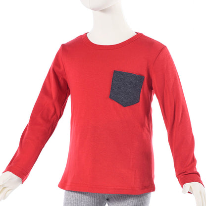 長袖Tシャツ カットソー ロンT 子供服 トップス 無地 レッド バリエーション画像