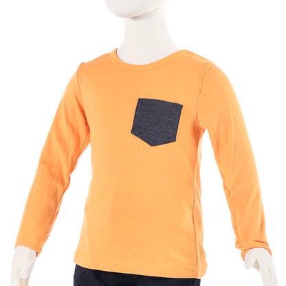 長袖Tシャツ カットソー ロンT 子供服 トップス 無地 イエロー バリエーション画像