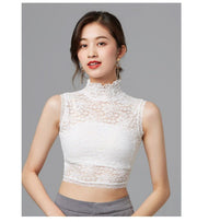 付け襟 つけ襟 レディース 女性用 ハイネック 総レース シースルー 透け感 重ね着風 ノースリーブ おしゃれ 可愛い フェミニン 単色