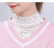 付け襟 つけ襟 レディース 女性用 ハイネック 総レース シースルー 透け感 重ね着風 ノースリーブ おしゃれ 可愛い フェミニン 単色