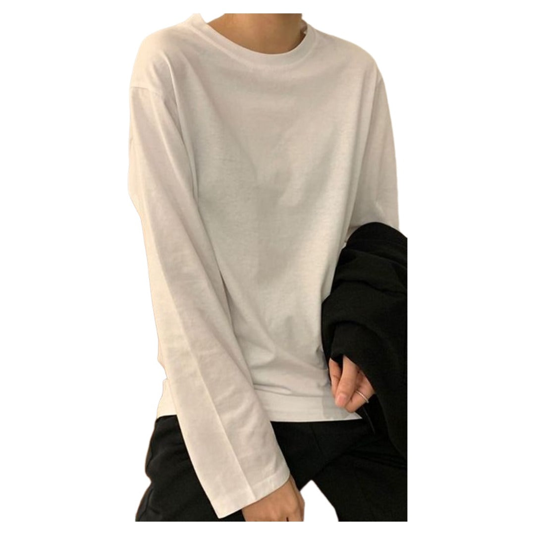 カットソー Tシャツ 長袖 レディース トップス ラウンドネック 無地 シンプル ゆったり 大きめ 婦人服 女性用 大きいサイズあり 楽ちん 着回し カジュアル M L XL 2XL