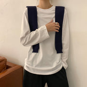 カットソー Tシャツ 長袖 レディース トップス ラウンドネック 無地 シンプル ゆったり 大きめ 婦人服 女性用 大きいサイズあり 楽ちん 着回し カジュアル M L XL 2XL