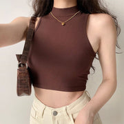 タンクトップ レディース トップス ハイネック トップス ノースリーブ 無地 単色 シンプル 大人女子 カジュアル 可愛い おしゃれ デート お出かけ