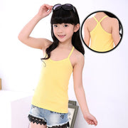 タンクトップ キャミソール キッズ ジュニア 女の子 男の子 子供用 トップス ノースリーブ 袖なし ラウンドネック 無地 シンプル カジュアル お洒落 インナー 女児 男児 子供服