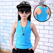 タンクトップ キャミソール キッズ ジュニア 女の子 男の子 子供用 トップス ノースリーブ 袖なし ラウンドネック 無地 シンプル カジュアル お洒落 インナー 女児 男児 子供服